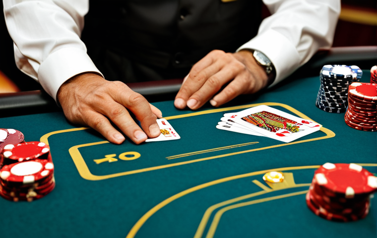 Dealing with Pressure**

"A casino dealer in a fully clothed uniform, professionally dealing cards at a blackjack table. Focus on their calm, focused expression despite the surrounding activity.  Chips are neatly stacked. Background shows blurred casino patrons. Perfect anatomy, correct proportions, well-formed hands. Safe for work, appropriate content, professional, modest, family-friendly."

**